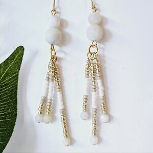 2/$27 | White Fringe Beaded Indigenous Native Earrings | Handmade Jewelry
